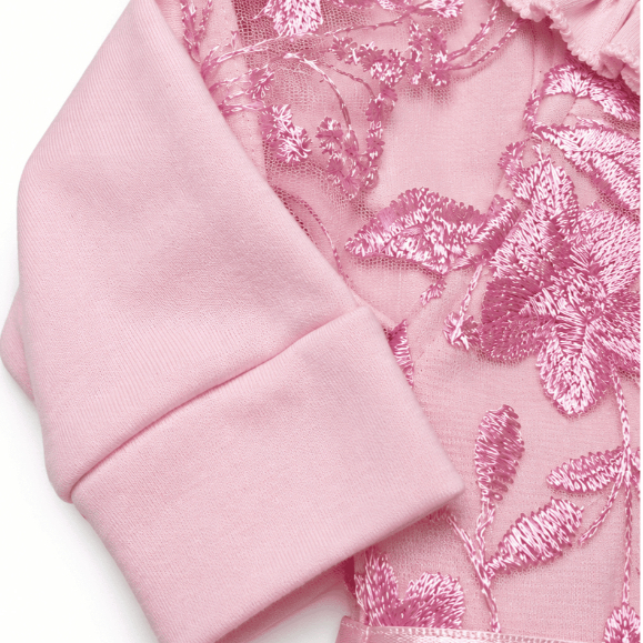 Macacão bebê menina com vestido tule rosa bebê Manuela · foto 2