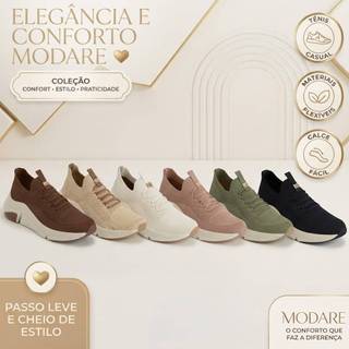 Tênis Meia Modare Knit Casual Calce Fácil Esportivo UltraConforto Leve Confortável Original