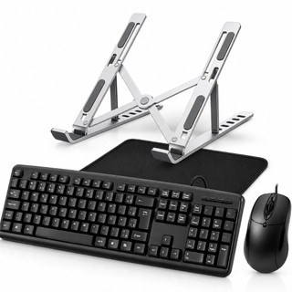 Kit Teclado E Mouse com Suporte Aluminio Para Notebook mouse pad Home Office trabalho em casa