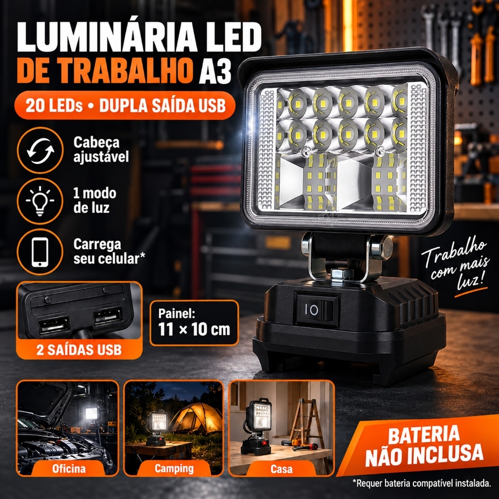 Luz LED Luminária Trabalho 3 Polegadas Portátil Para Makita Reparo Automotivo Emergência, Envio do Brasil