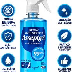 ASSEPTGEL SPRAY ANTISSEPTICO COM CLOREXIDINA 500ML