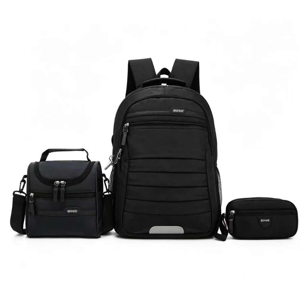 Mochila Escolar 3 em 1, Tecido Nylon de Alta Densidade, Mochila + Bolsa Térmica + Estojo