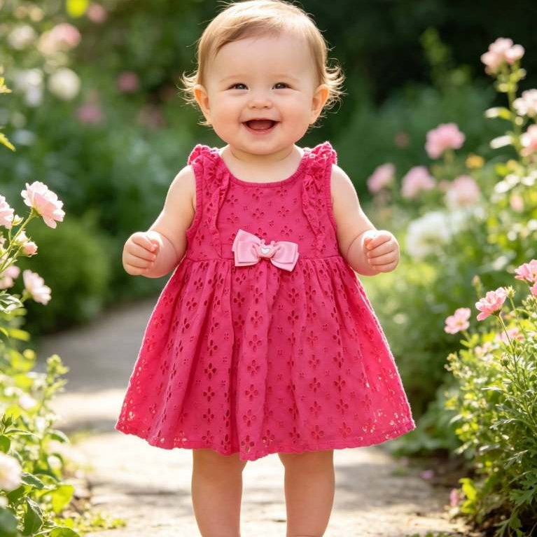 Vestido Bebê Feminino, Modelo Regata, Laise Pink, Tam: 6 - 9 Meses, Marca: Bethy.bethy