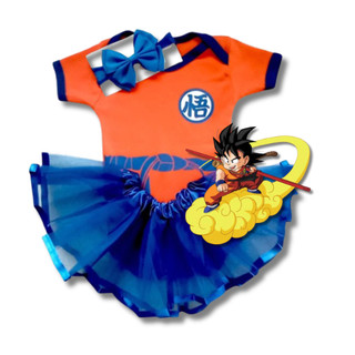 Kit Body Goku Com Tule E Laço - Fantasia Temático Infantil