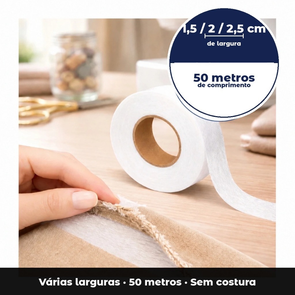 Bainha Mágica Instantânea 50m Várias Larguras Termocolante Sem Costura