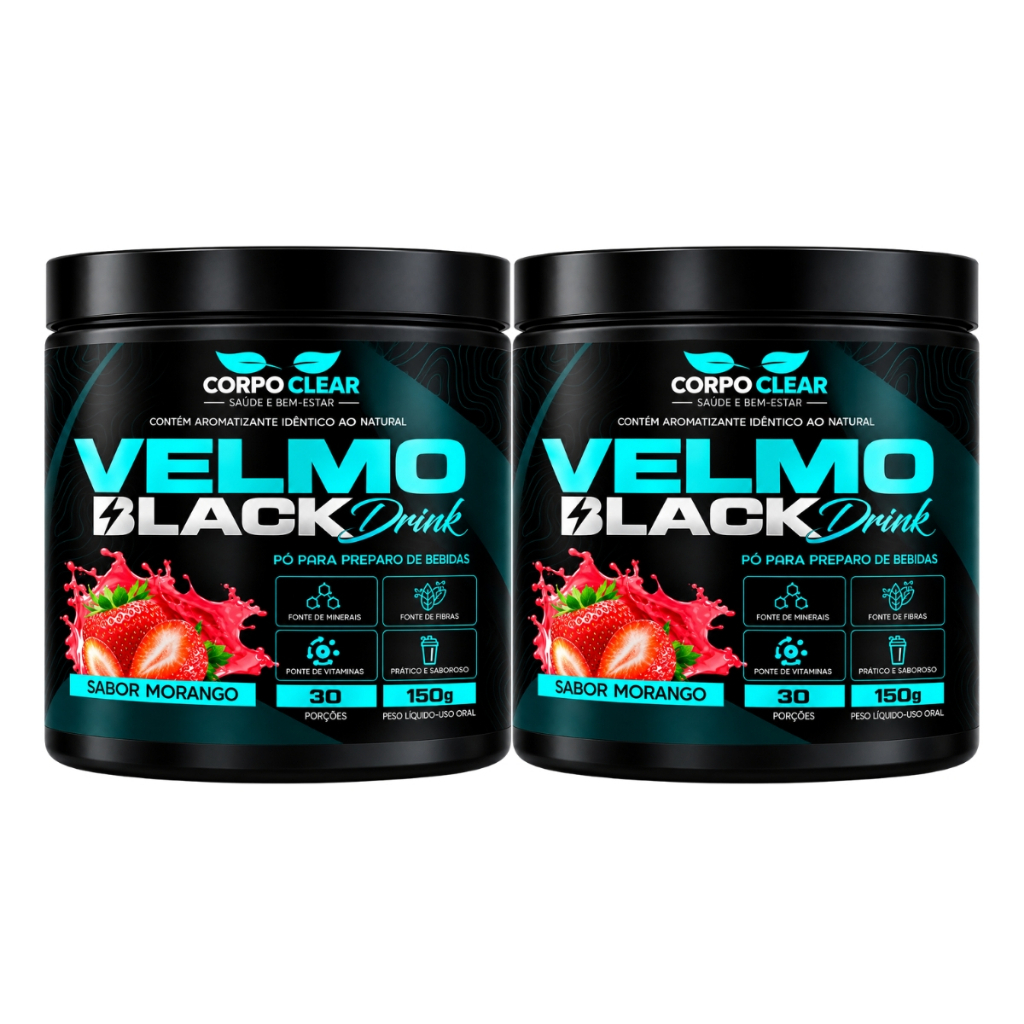 2x Velmo Black Drink 150g - Mais Energia e Força, Suplemento Dietético Energético