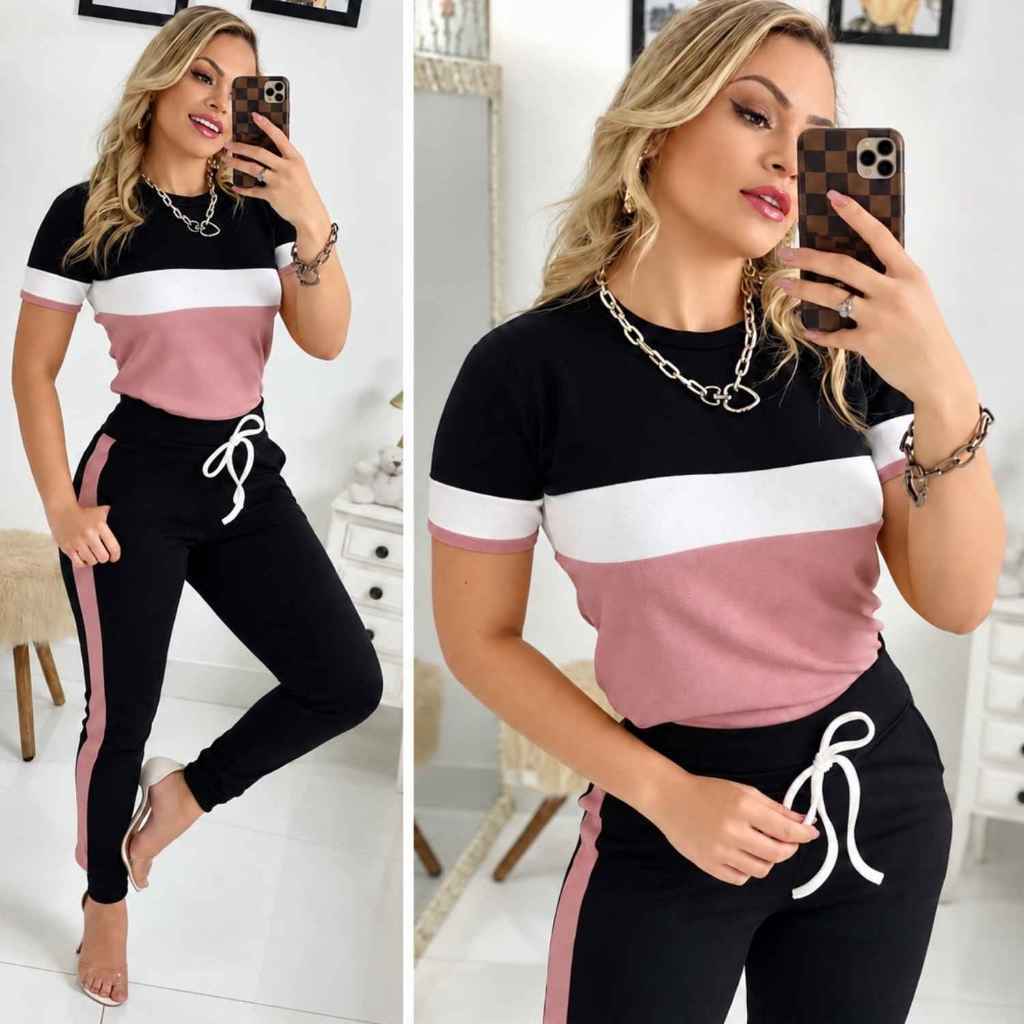 conjunto feminino calça e blusa baby look plus size P ao 52 DIVERSAS CORES