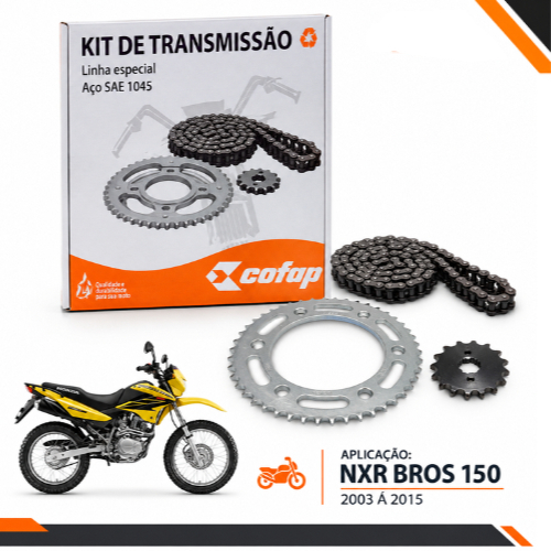Kit Relação Tração Transmissão Honda Nxr Bros 150 2003 2004 2005 2006 2007 A 2015 Original Cofap
