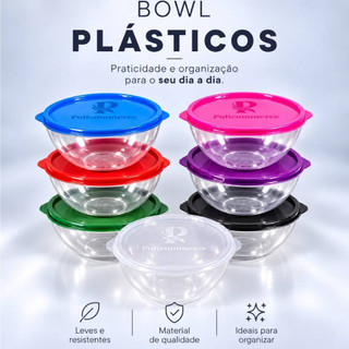 Kit 10 Potes Bowl 1000ml 1 LITRO Marmita Cozinha Freezer Microondas e Lava Louças Fitness cumbuca Saladeira PLÁSTICO