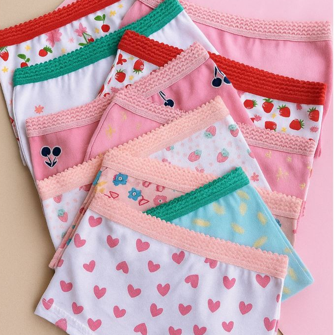 Kit 10 Calcinha Infantil Algodão Menina Estilo Shortinho Boxer Estampas Sortidas