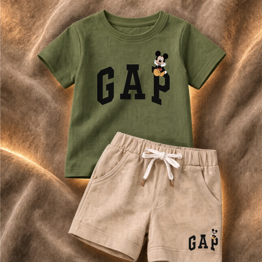 conjunto infantil menino, camiseta e bermuda short bege, roupa verão manga curta criança unissex