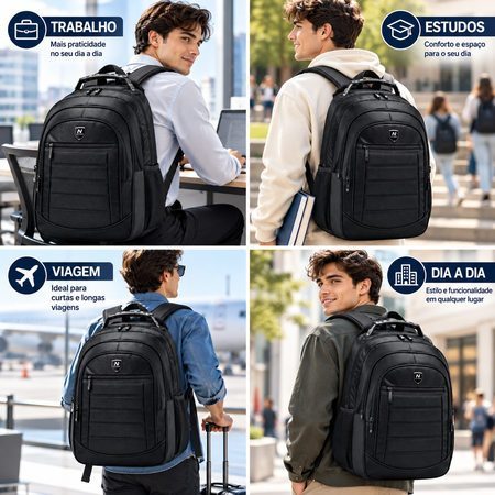 Mochila Nytron Executiva Masculina Espaçosa Faculdade Resistente · foto 2