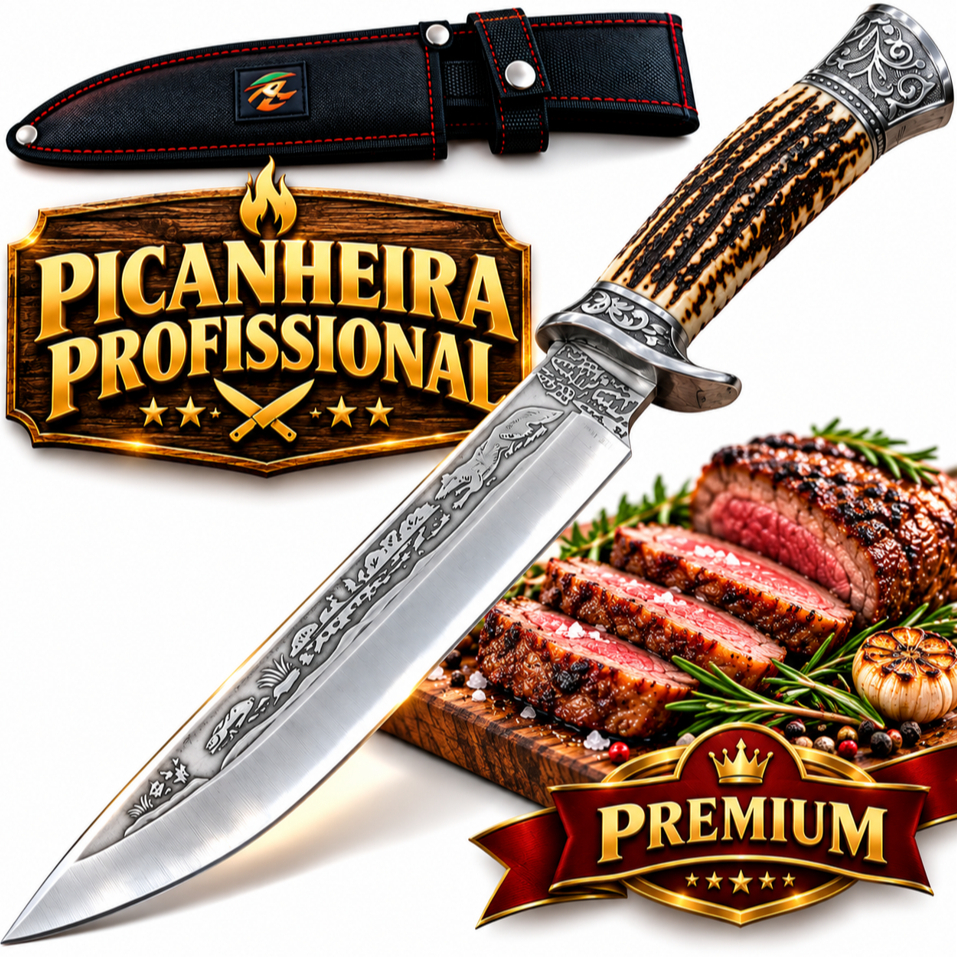 Faca De Caça Pesca Churrasco Luxo Personalizada com seu Nome Gravado