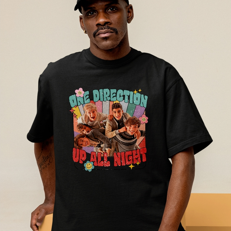 Camiseta Oversized One Direction Estampada Unissex Estilo Streetwear Casual Moda Jovem Confortável e Versátil para Looks