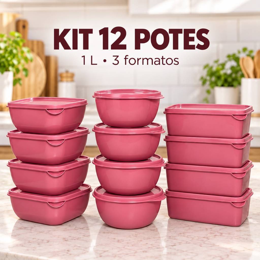 Kit 12 Potes Plasticos para Guardar Alimentos