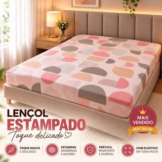 Lençol Estampado Avulso Toque Delicado Com Elástico Em Toda Volta
