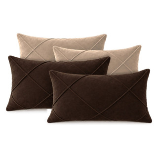 Kit 4 Capas de Almofada Baguete 50x30 Suede Matelassê Drapeada Zíper Embutido Retangular Sofá Cama