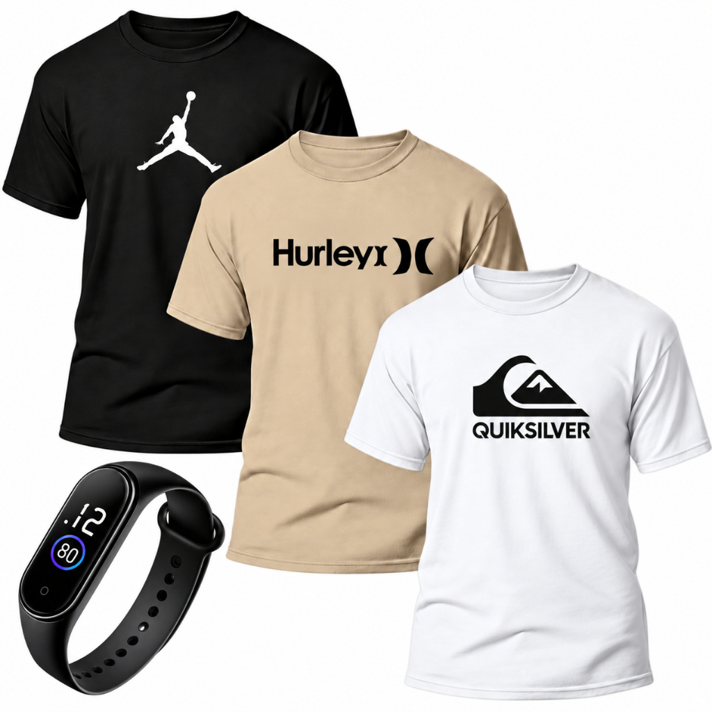 Kit 3 Camisetas Masculinas Premium Estampadas 100% Algodão Fio 30.1 Casual Streetwear — imagem 2 de 2