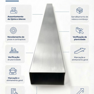 Régua Para Pedreiro Alumínio 1m Tubular Eco 50,8x25,4mm