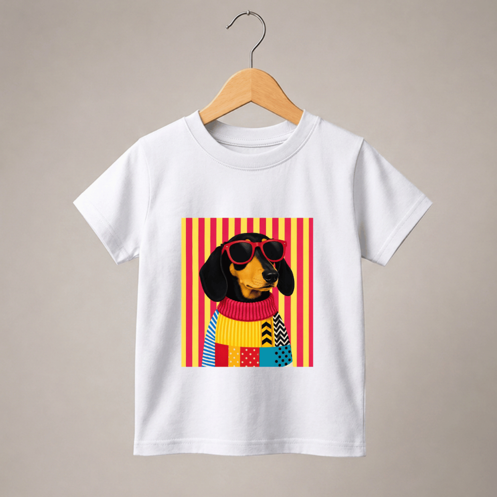 Camiseta Infantil Cachorrinho Fashion Estampada Listrado Divertida Algodão Menina Criança Tendência