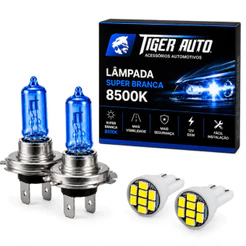 Par Lampada H7 Super Branca Tiger Auto 8500k + Brinde Pingo Led T10