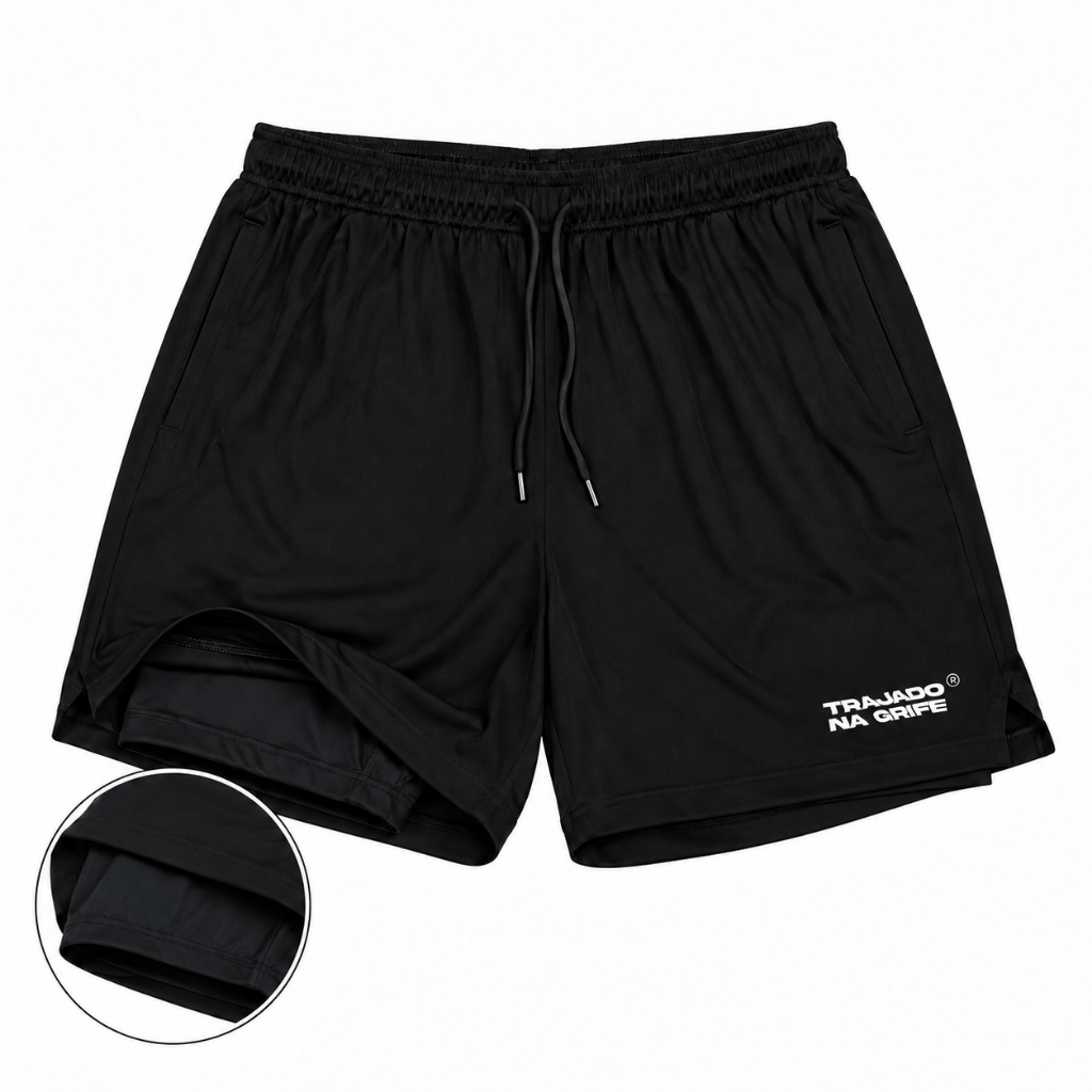 Bermudas Short Elastano Masculino Mauricinho Com Forro Térmico e Bolso para o Celular e Academia