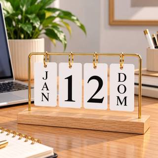 Calendário de Mesa Permanente Preto/Dourado (crcasa.shop)