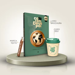Café com Deus Pai Vol. 7 (Brochura) + Marca-texto + Copo 250 ml