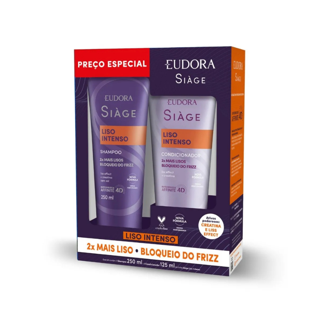 Kit Eudora Siàge Liso Intenso Shampoo 250ml + Condicionador 125ml
