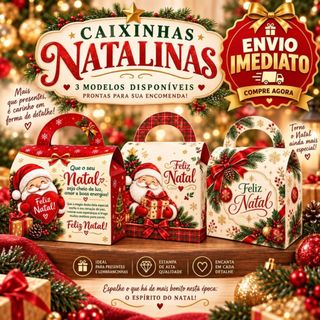 Caixa Sacola de Natal com Alça | Embalagem Natalina para Presente, Lembrancinha, Kit Natalino e Mimos/ENVIO IMEDIATO