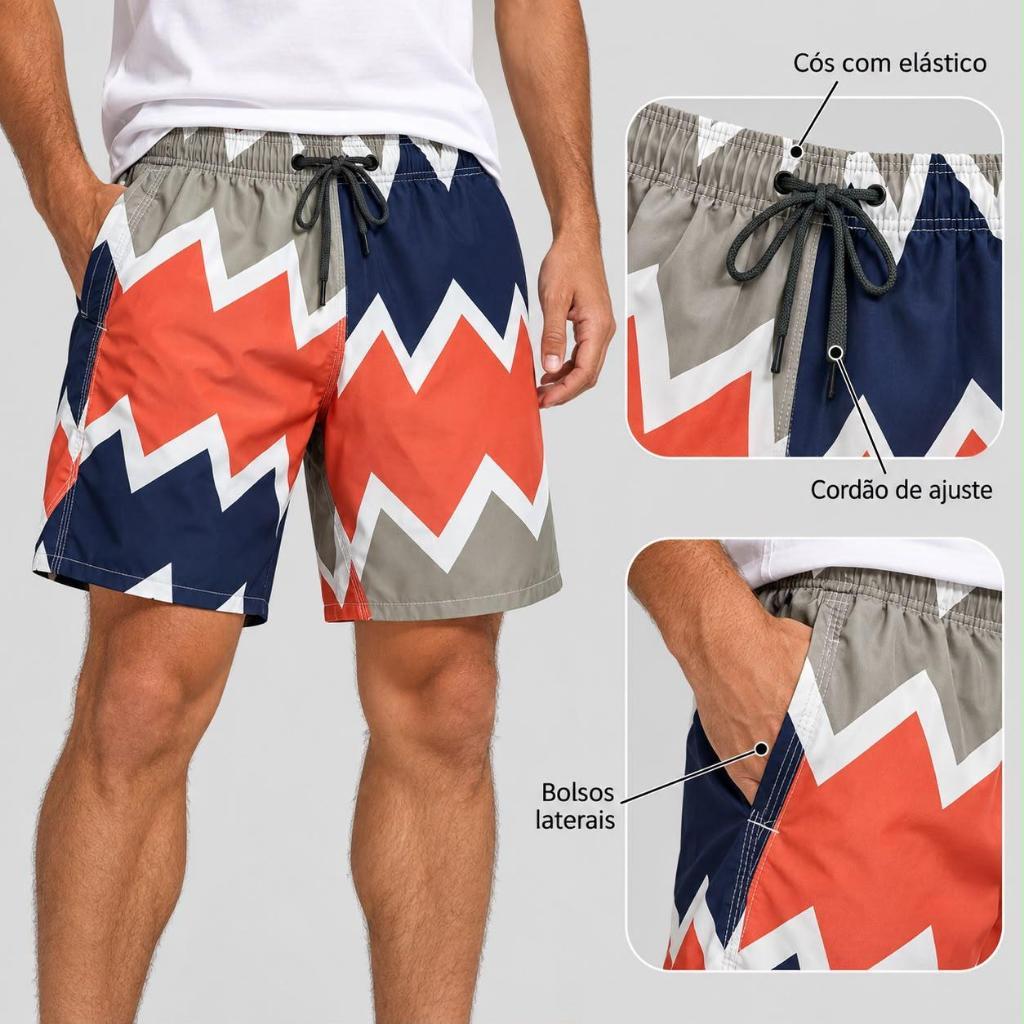 Bermuda Masculina ARON MODAS estampada no tecido elastano premium