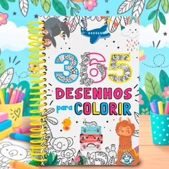 Livro Infantil 365 Desenhos Para Colorir Livro De Pintura Capa C/ Glitter Espiral Folhas Brancas