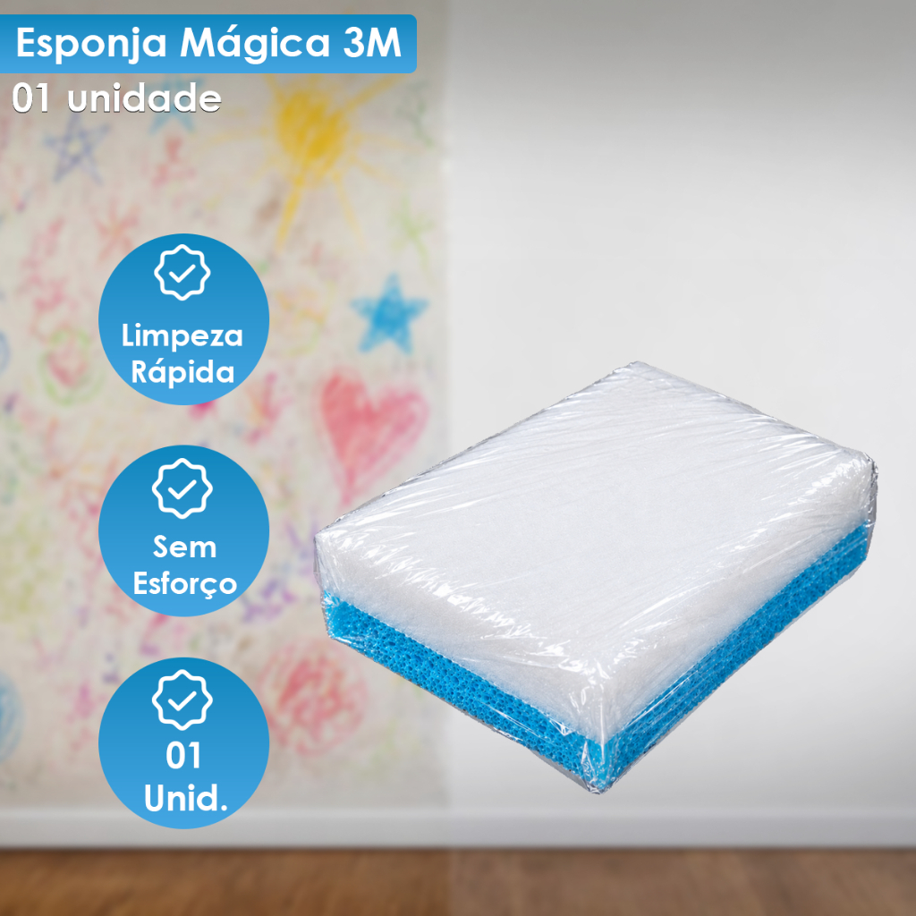 Esponja Mágica 3M Scotch Brite Remove Manchas Espelho Vidro Tomada Parede Limpeza Leve — imagem 2 de 2