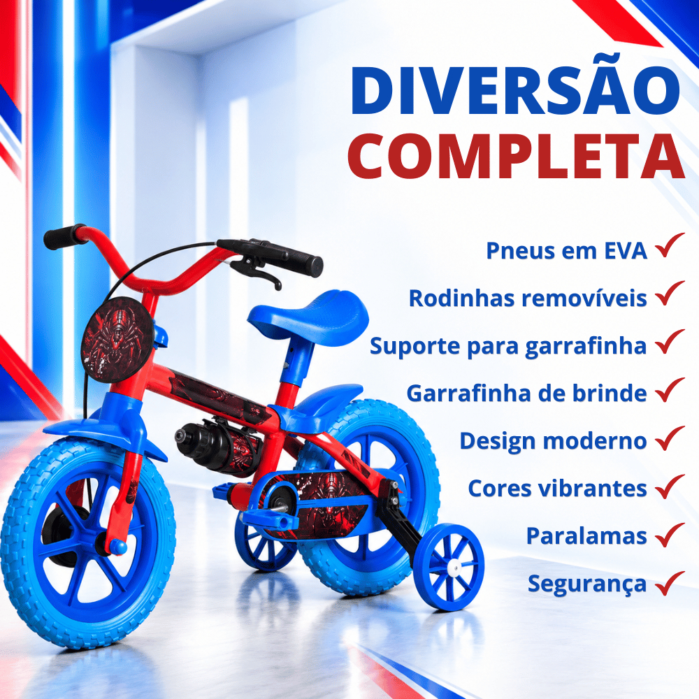 Bicicleta Infantil Aro 12 Rodinhas de Apoio Cestinha Rodinha Quadro em Aço Banco Regulável · foto 2