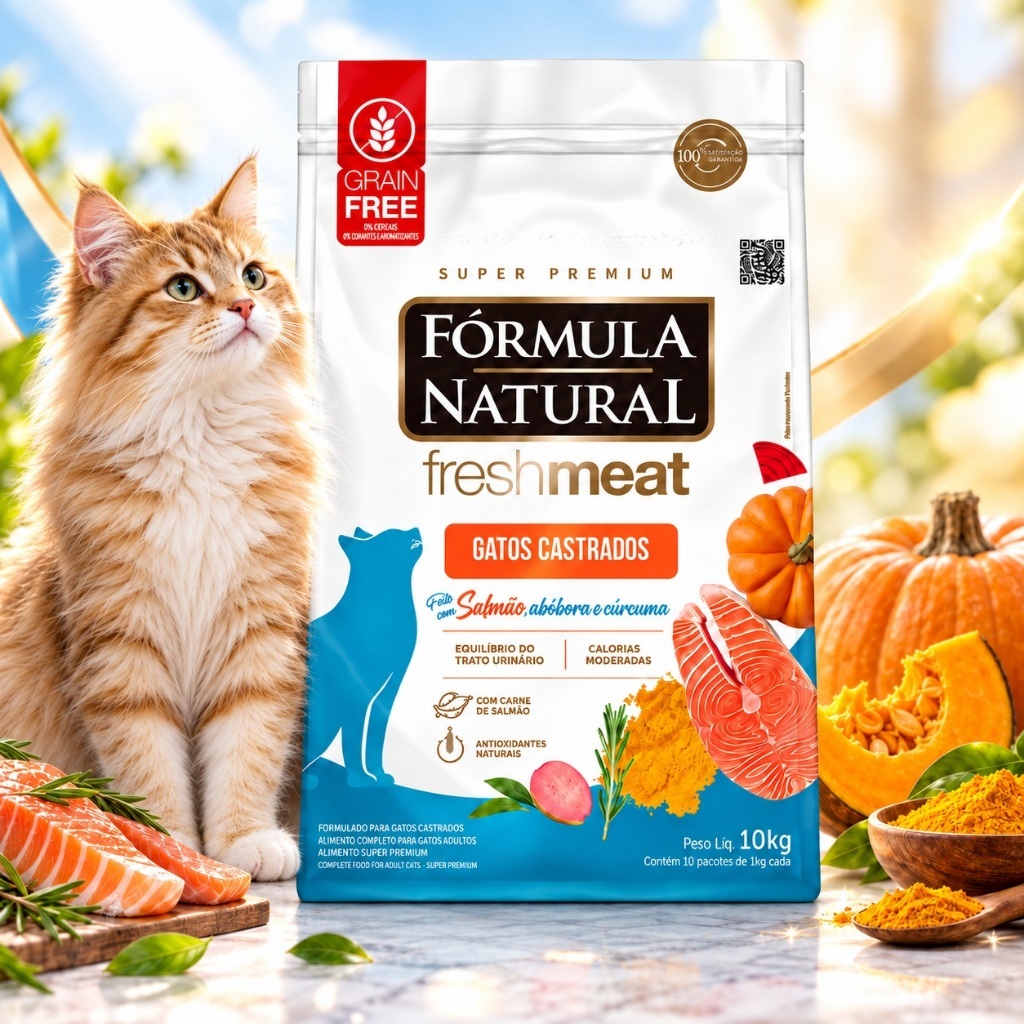 Ração Fórmula Natural Gatos Castrados Adultos Salmão 10,1kg