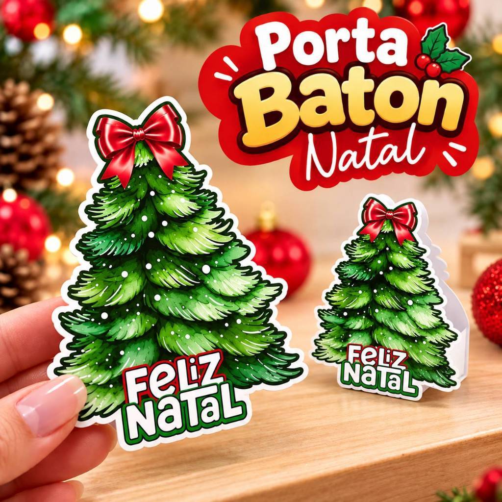 Mimo árvore porta baton natal - feliz natal  /árvore de natal baton - Feliz Natal - Mimo de natal