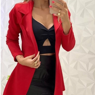 BLEIZER LONGO MAX neopreme  tendencia feminino