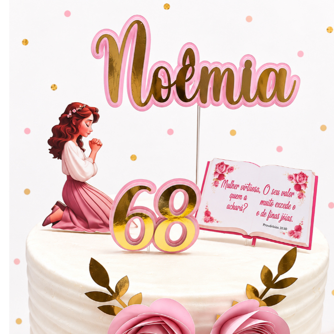 Topo de bolo Personalizado Mulher orando 3D / Topo de bolo mulher de oração/ Topo de bolo Oração — imagem 2 de 2