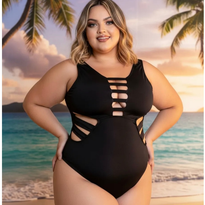 Body Maiô trançado biquini plus size Moda Praia Verão todo forrado — imagem 2 de 2