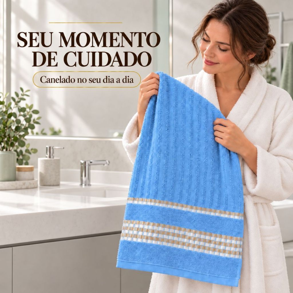 Kit 4 ou 3 Toalhas De Banho Grande Canelado Toque Suave Secagem Rápida 100% Algodão — imagem 2 de 2