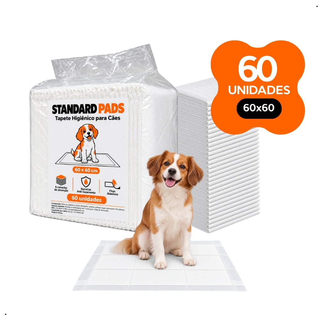 Tapete Higiênico Cachorro 30Unidades 60x60 Atrativo Canino Gel Absorvente Fralda Manta Pet Cão Dog Cães Fita Odor