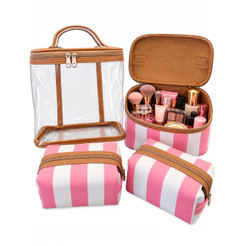 Bolsa Necessaire Frasqueiras quadrada Para Maquiagem E Viajem Kit 4 Peças