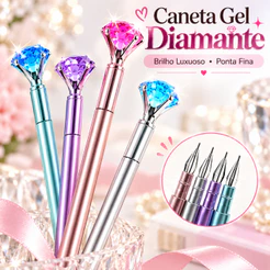 Kit peças Caneta em Gel ponta fina Glamour Cristal Luxo Com Diamante material escolares