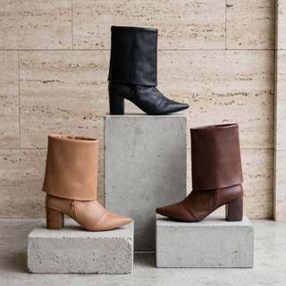 Bota Feminina Cano Curto Salto Grosso Medio 6cm Ziper Lateral Vira Napa Preto Marrom Cafe Caramelo Ankle Boot Coturno