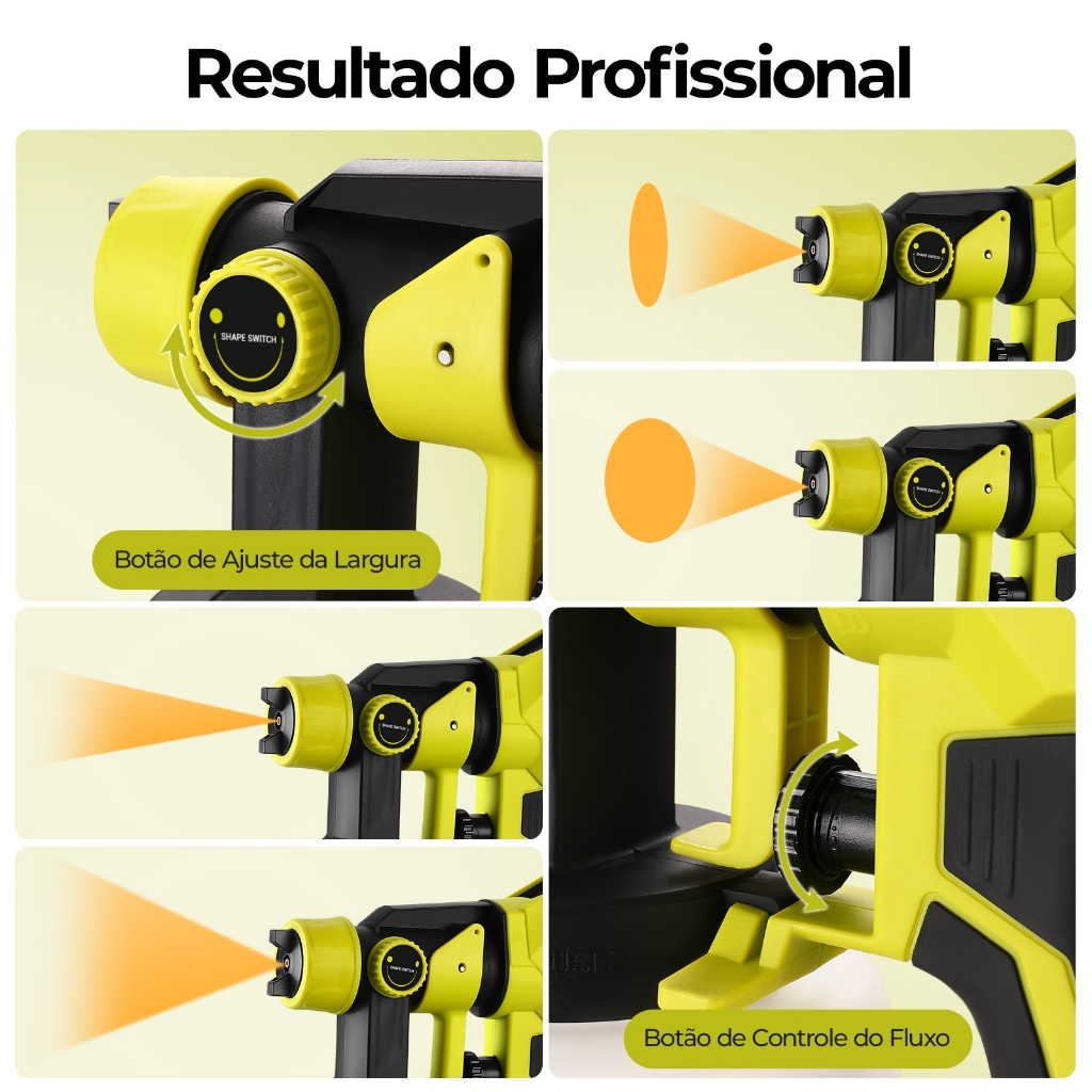 Pistola De Pintura 800W 1600W Profissional Elétrica Pulverizadora 1200ML 4 Bicos 3 Regulações Desoon · foto 2