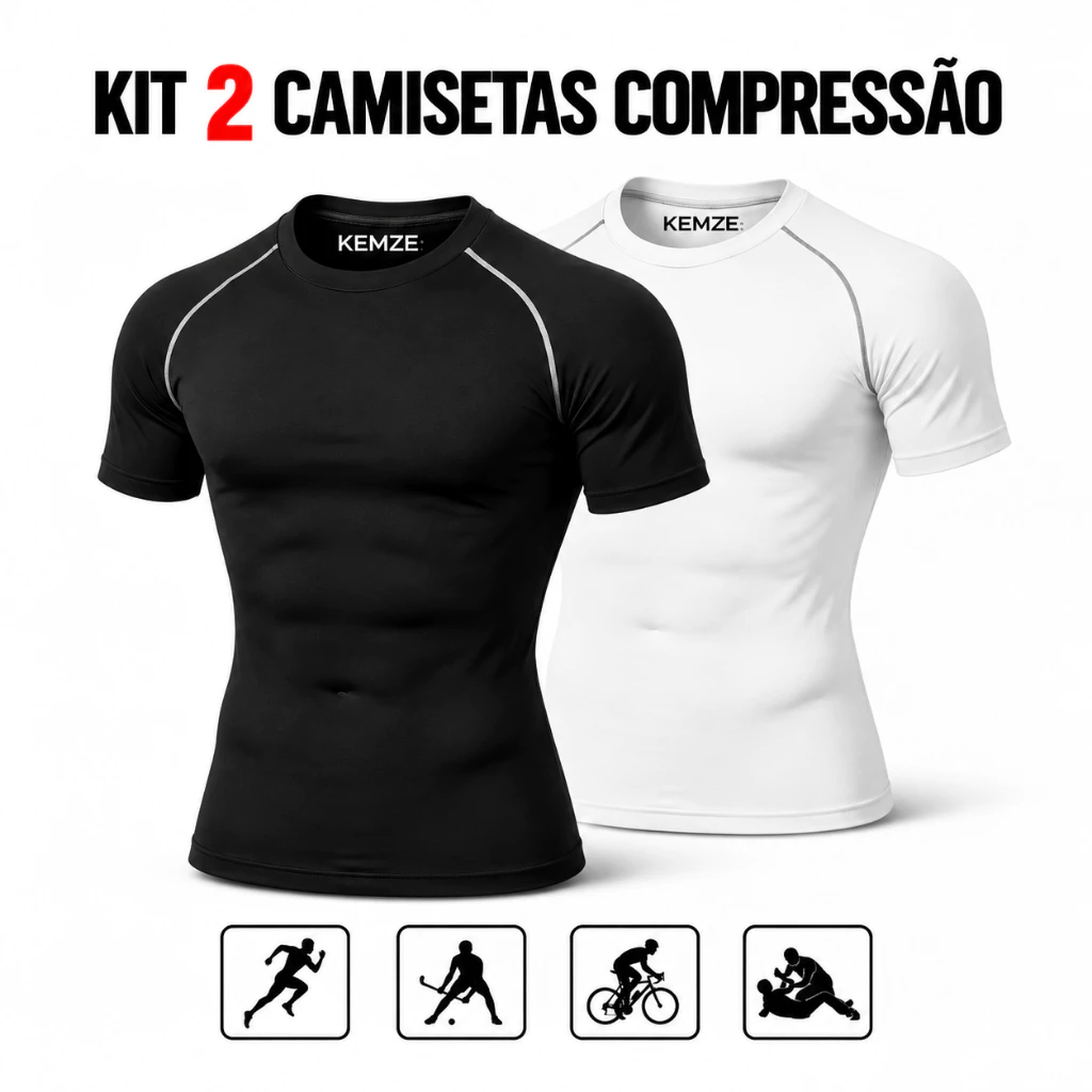 Kit 2 Camisetas de Compressão LISA Masculina Premium Justa Academia Treino Luta — imagem 1