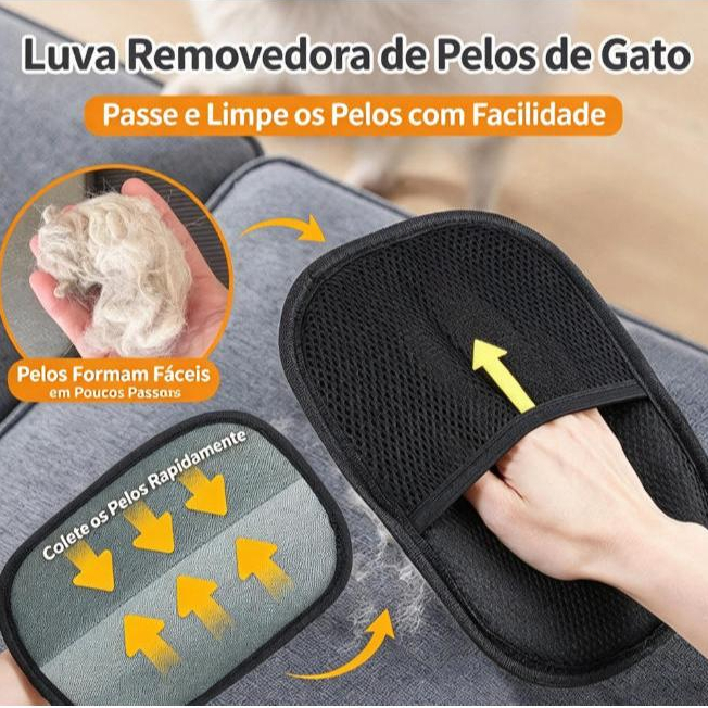 Luva Removedora de Pelos de Gato e Cão Limpador de Pelos para Sofá Cama Tapete Roupas Pet