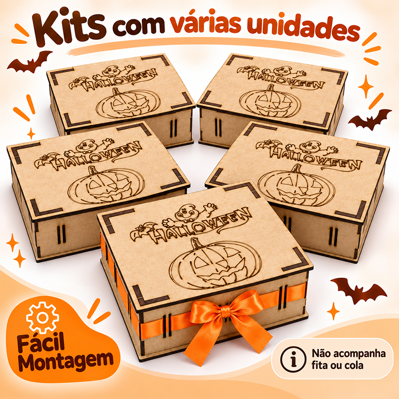 Kits Caixa Passa Fita 10x10 MDF Especial Halloween, Natal e Dia dos Professores Lembrancinhas