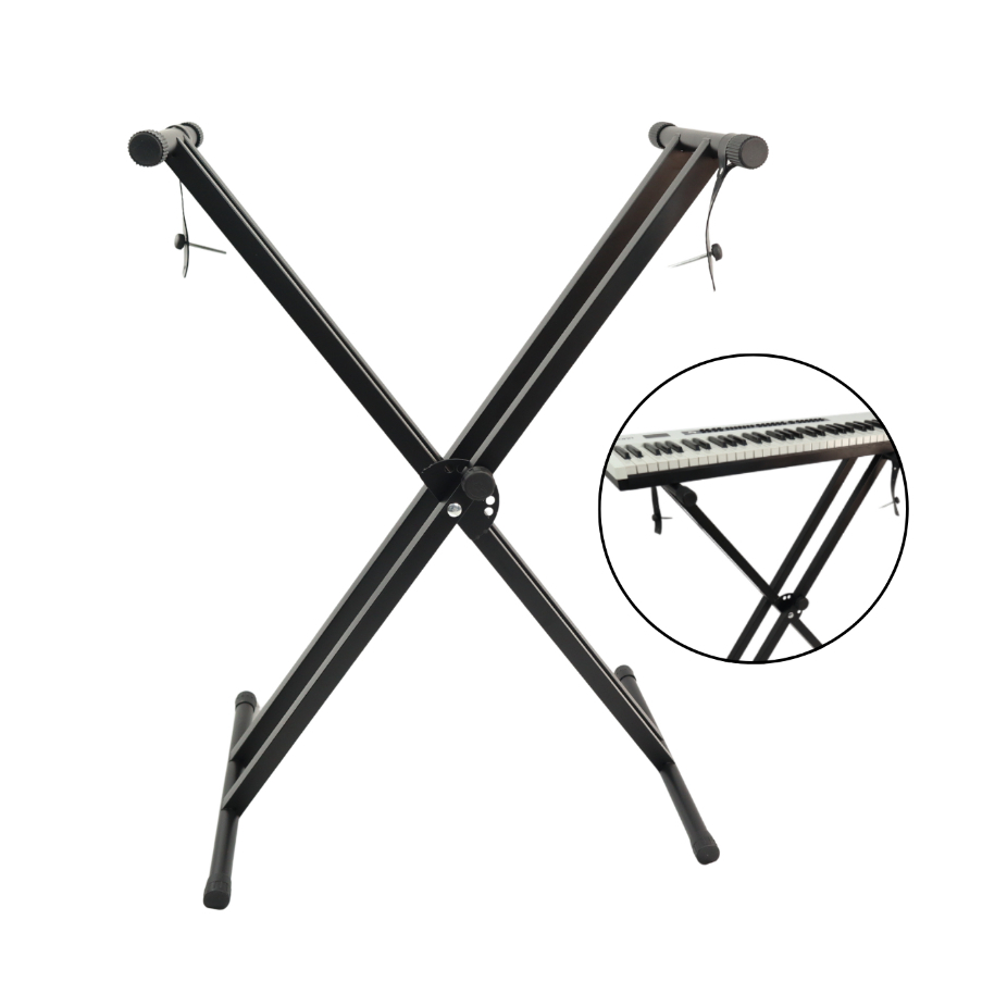 Imagem Suporte para Teclado Musical Sonn em X com Ferragem Dupla, Regulagem de Altura, Trava de Segurança e Estrutura Dobrável