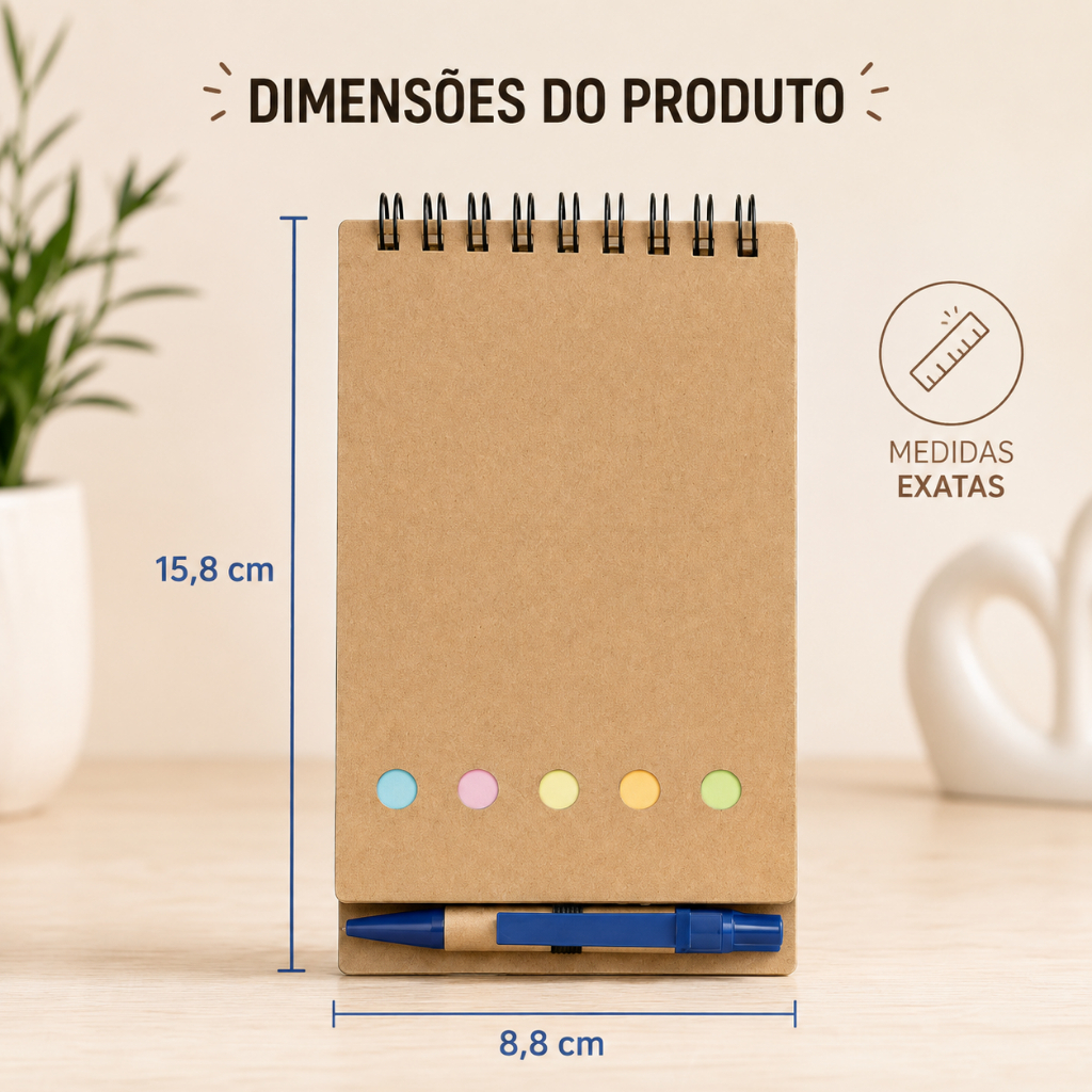 Bloco De Anotações Tipo Caderno Caderneta Ecológico Com mini Caneta Ecológica — imagem 2 de 2